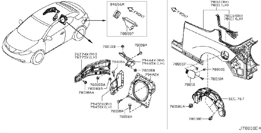 Nissan Murano Rear Body Reinforcement (Right) - 79450-1GR1A | BILL