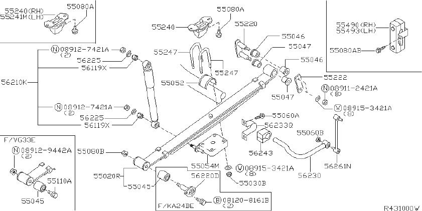 Nissan PICKUP Leaf Spring Axle U-Bolt (Rear). SUSPENSION - 55247-8B001