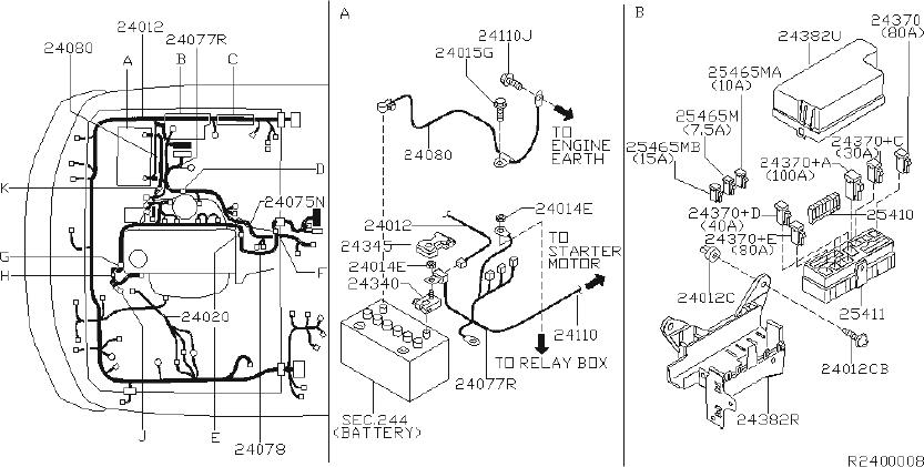 Nissan Frontier Harness SUB, Engine. FITTING, ROOM, BODY - 24075-9Z200